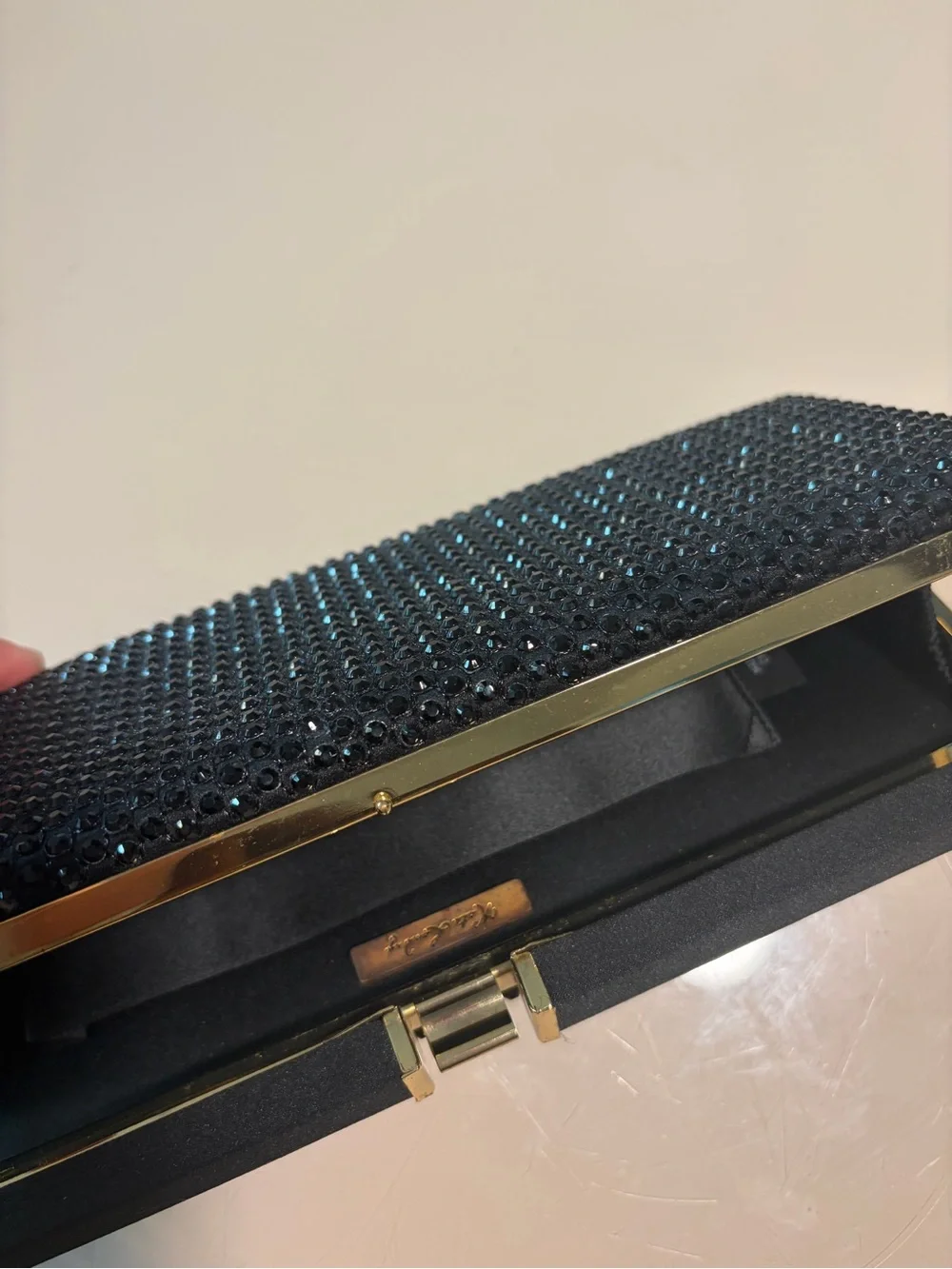 Kate Landry Black Sequin Evening Clutch